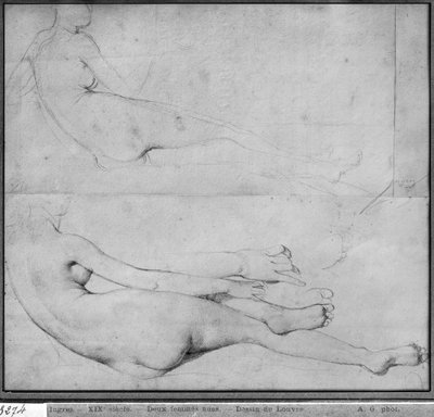 Studi per La Grande Odalisca (grafite su carta) (dettaglio) da Jean Auguste Dominique Ingres